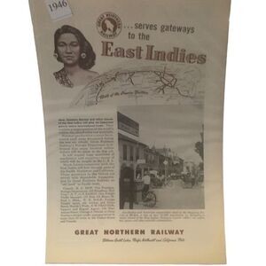 Vintage 1946 Great Northern Railway Serves Gateways Ad Advertisement